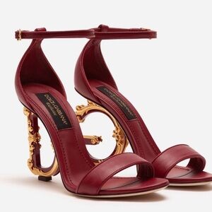 Dolce & Gabbana Baroque Leather Heels with Gold Detailing